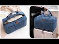 🧵Make a Large Travel Bag from Old Jeans – Super Easy & No Pattern Needed!