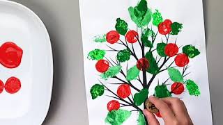 Apple Tree Printing with Sponges and Corks incl free printable Tree Template