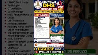 Tiruvallur DHS Recruitment 2026 🔥 8th Pass to Any Degree #learnwithsmartknowledge
