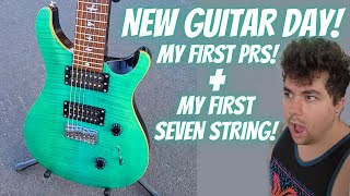 NEW GUITAR DAY! PRS SE CUSTOM 24 7 STRING AQUA REVIEW AND DEMO!