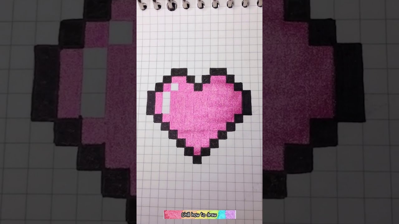 How to draw heart sprite grid pixel art  