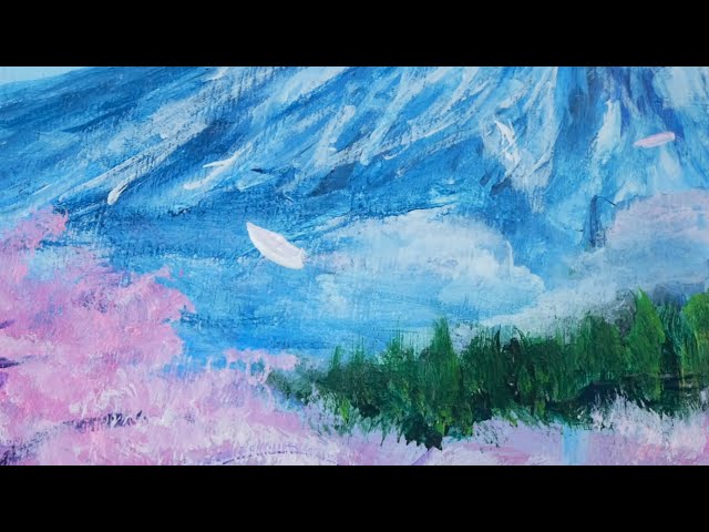 油絵】【富士山と桜】#油絵 #手書き #アート #絵画 #絵 #油彩画 #美術