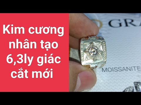 Video Nhẫn bạc nam đá kim cương nhân tạo 6,3ly giác cắt mới... - youtube