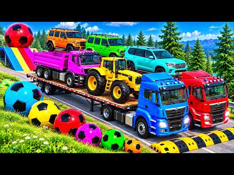 Flatbed Truck Mcqueen | Transportation with Truck - Pothole vs Car #28 - BeamNG.Drive