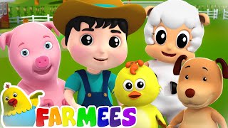 five little farmees jumping on the bed nursery rhymes baby songs animal cartoon for kids