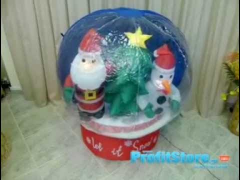 Φουσκωτή Χριστουγεννιάτικη Χιονόμπαλα Γίγας 1.20μ με Εφέ Χιονού και Φωτισμό  - YouTube