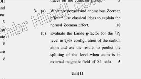 MSc Physics 4th Sem Atomic & Molecular Theory  Question Paper