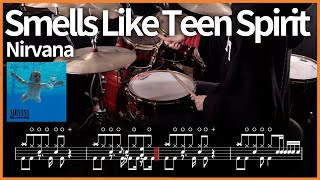 414.Nirvana - Smells Like Teen Spirit 드럼커버 【★★★★☆】 drums tutorial 드럼 악보 【TAB】