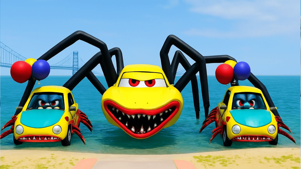 🔥👾 Cars Horror – Monster Eater Chasing Lightning McQueen