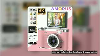 4K Digital Camera Beauty Filters 48MP HD Student CCD Camera CMOS Anti Shake 180° Flip Screen Selfie