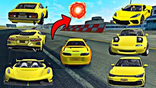 ALL Yellow Sport Cars Dangerous Stunts // Biggest Bridge Challenge // Extreme Car Driving Simulator screenshot 4