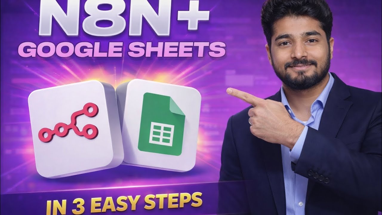 n8n Google Sheets integration tutorial thumbnail showing connection steps