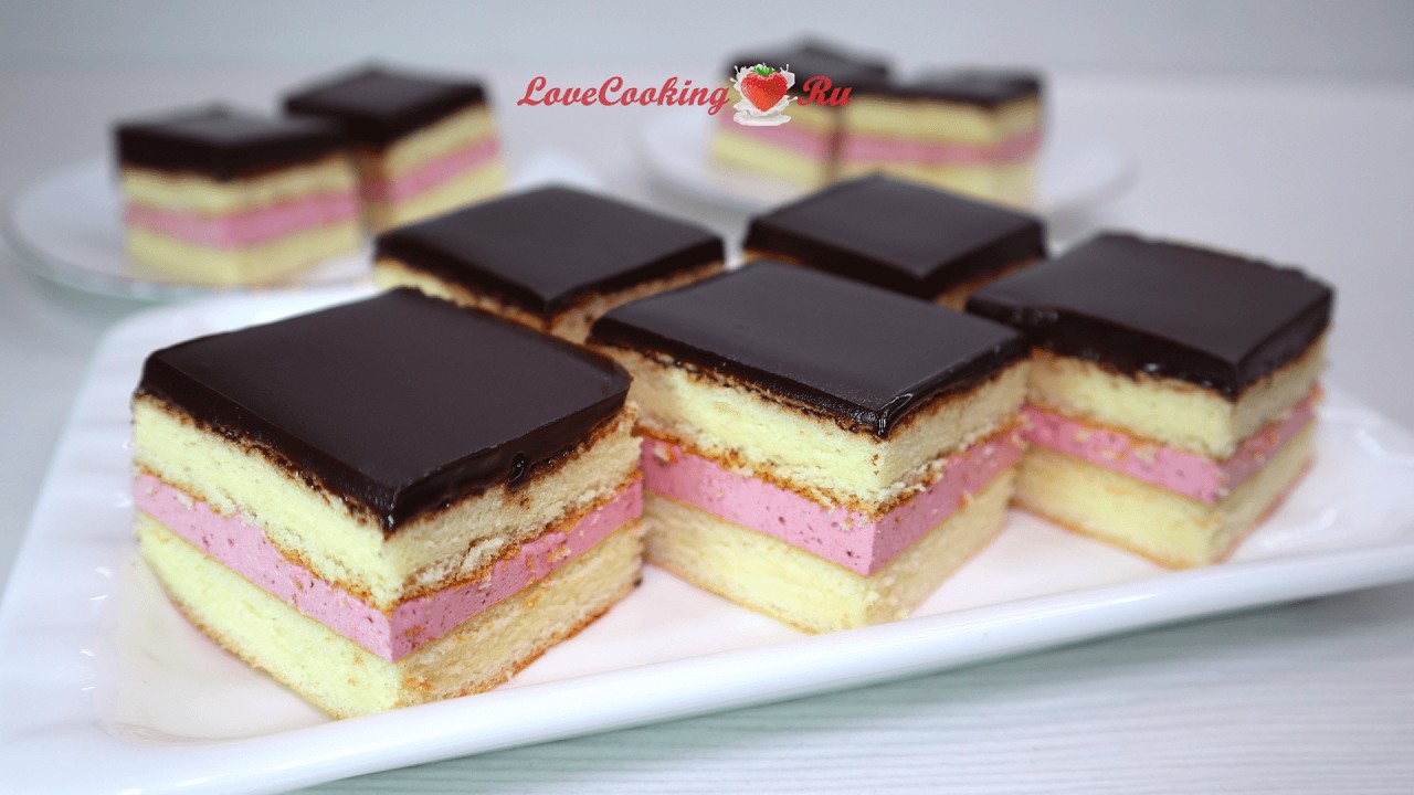 Бисквитные пирожные «Вишнёвый маршмеллоу» | LoveCookingRu