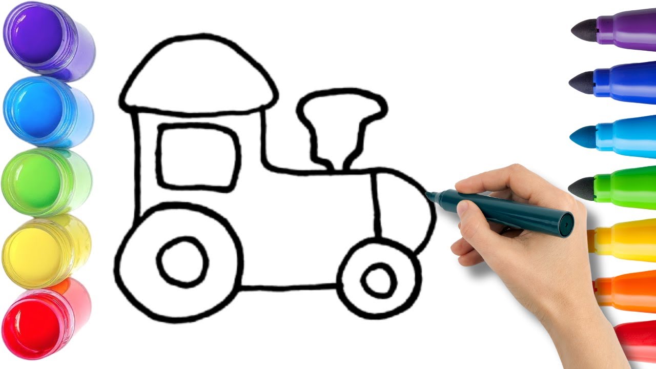 Как нарисовать милый поезд. Рисование, раскрашивание и живопись для детей и малышей. Детское иску...