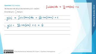 VCAA Mathematical Methods 2013 Exam 1 - Question 3