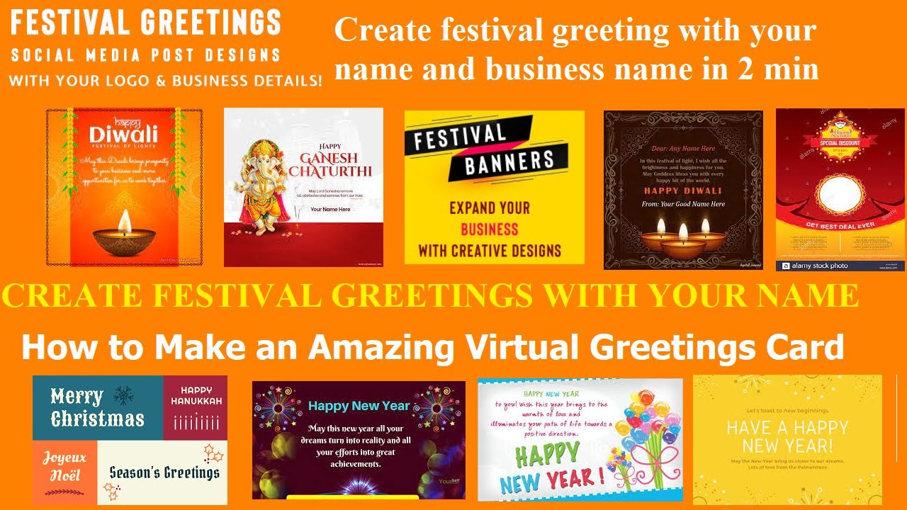Business greeting card, create festival greeting with your name and ...