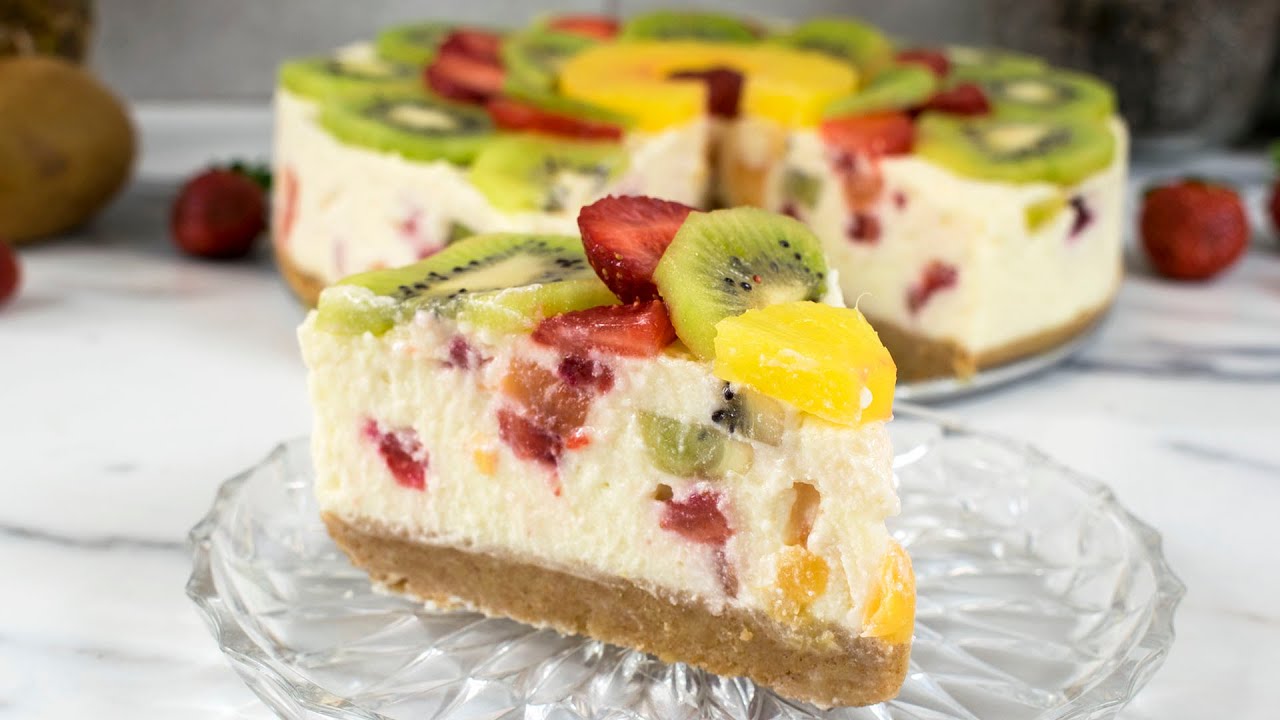 Savršena kremasta voćna torta - osvežavajuća torta koja se ne peče - bez jaja