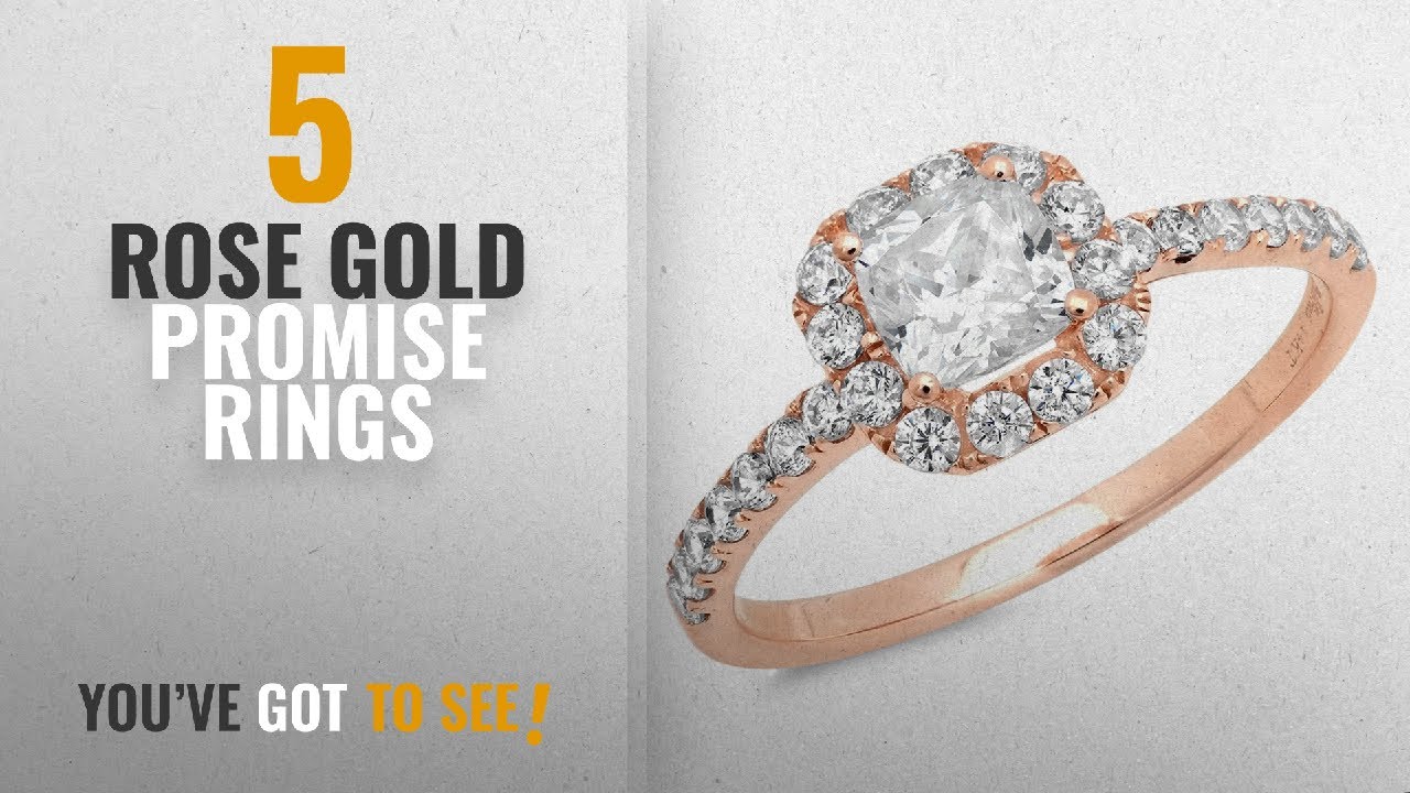 10 Best Rose Gold Promise Rings: 1.6ct Princess Cut Pave Halo Bridal Engagement Promise Anniversary