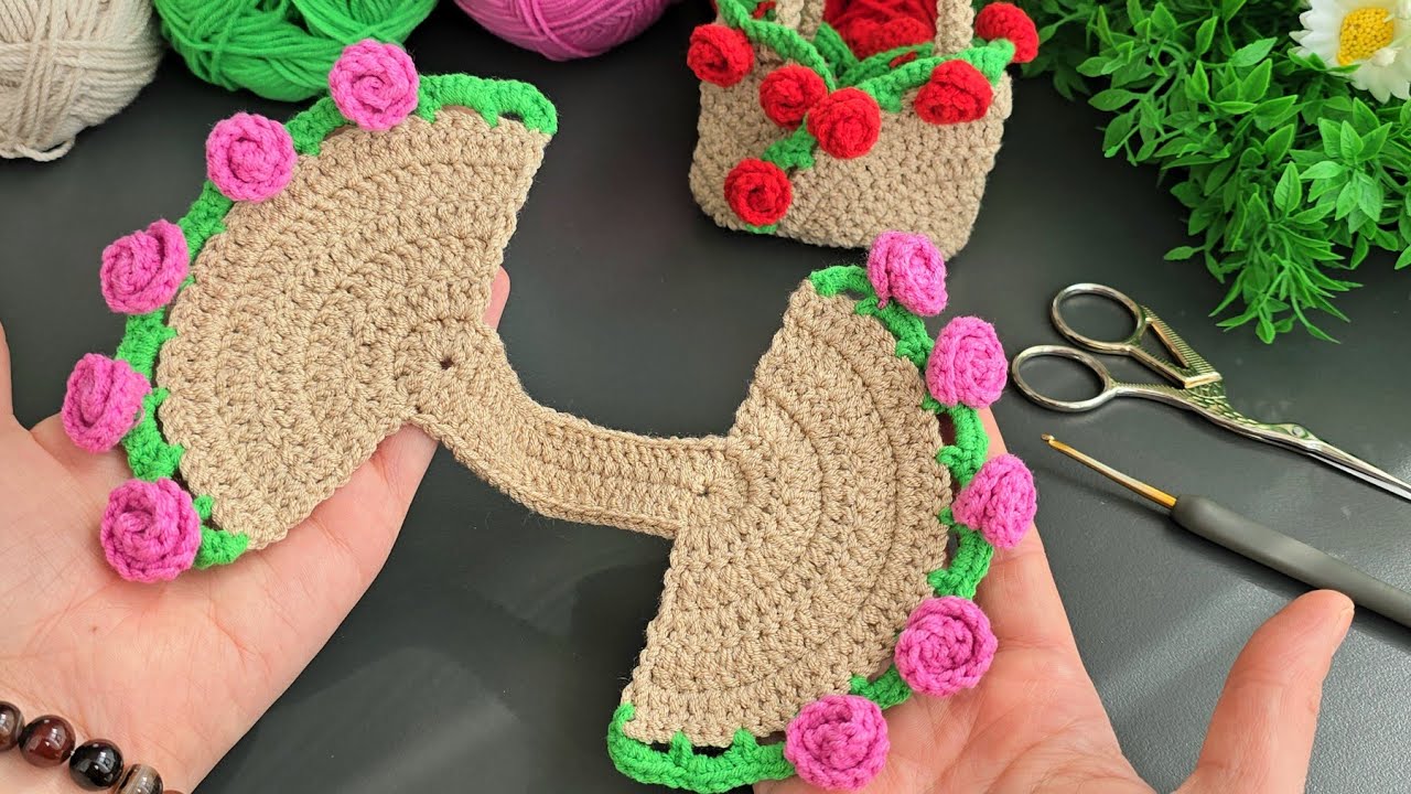 How to Crochet a Cute Mini Bag Keychain with Flowers | Easy & Adorable DIY