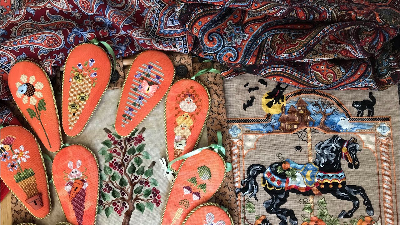 76.Осенние сюжеты в вышивке. Готовые работы. Павловопосадские платки 89х89: Жемчужные росы, Фаворит.