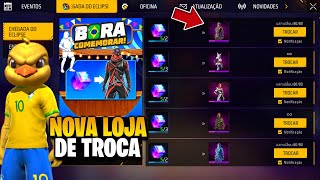 URGENTE! NOVA LOJA DE TROCA DO CUBO MÁGICO, EMOTE DO PAQUETÁ E ITENS DO BRASIL NO FREE FIRE