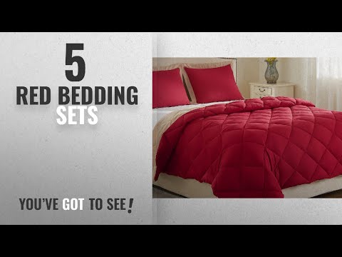 top-10-red-bedding-sets-[2018]:-lightweight-solid-comforter-set-(queen)-with-2-pillow-shams--