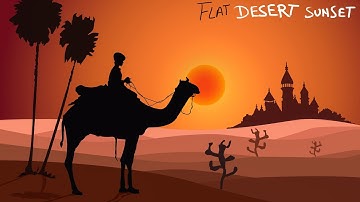 Desert landscape Flat Design Artwork - Illustrator Tutorial