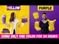 YELLOW vs PURPLE CHALLENGE 💜💛|| EATING & BUYING Everything In ONE COLOR For 24 Hours