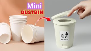 Best Mini Dustin made from paper cup - how to make desk organizer || how to make dustbin