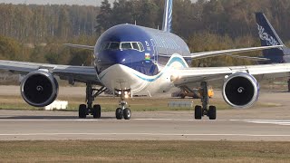 Боинг 767 &quot;Azerbaijan&quot; в красивой ливрее, прилет и вылет из Домодедово.