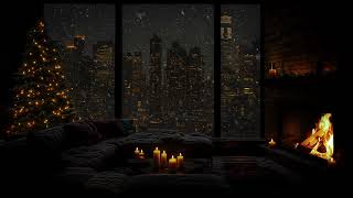 Snowy Night in Luxury NYC | Cozy Fireplace, Gentle Piano & Peaceful Winter Ambience for Deep Sleep