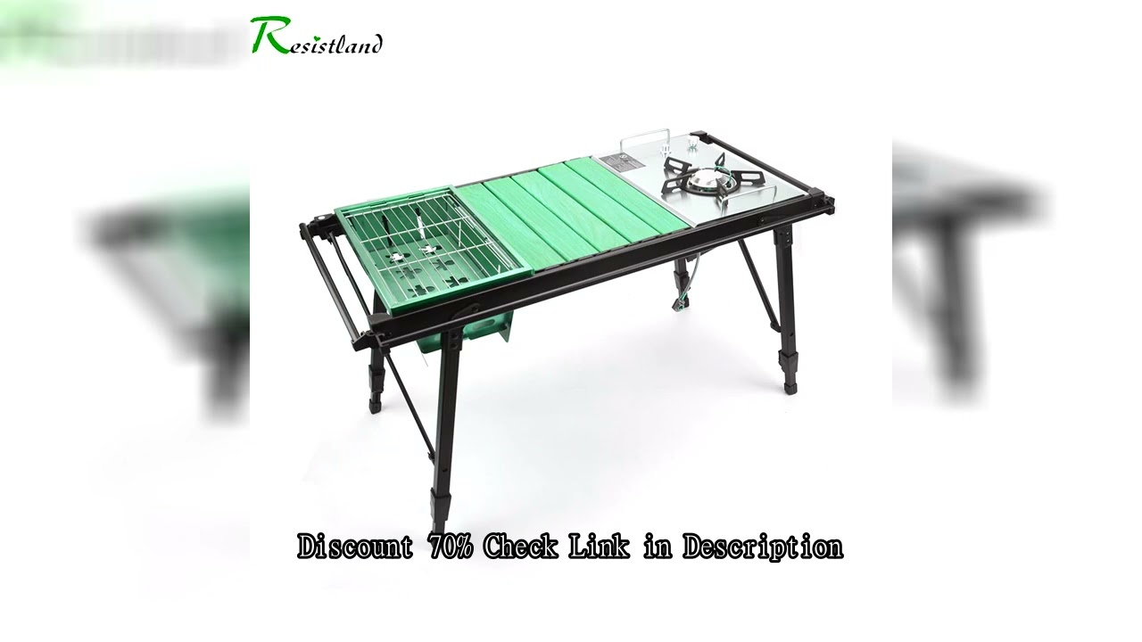 Camping Folding Removable IGT Wood Table Gas Stove  Portable lightweight Camp BBQ Grill Table Outdoo