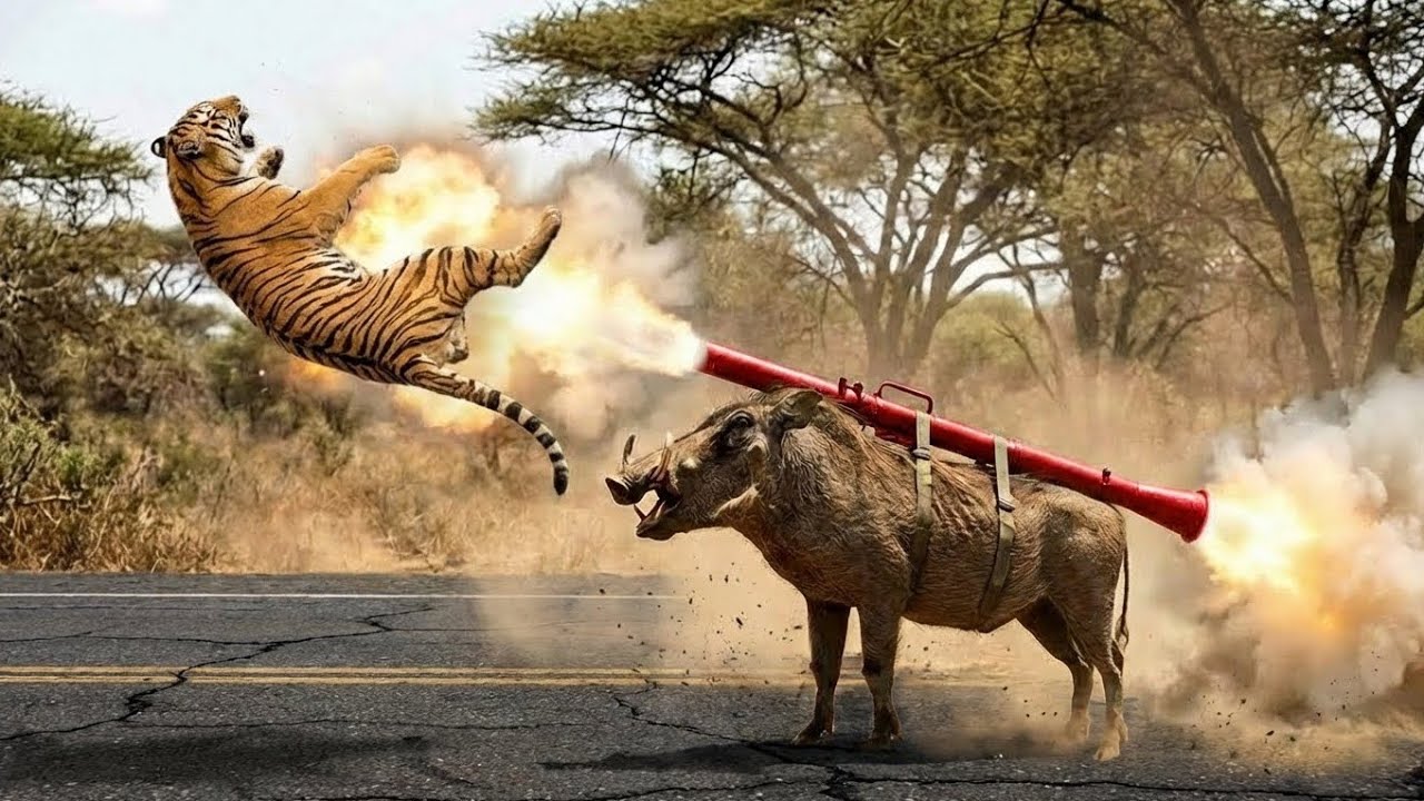 Tiger nearly meets Death 🤯 || Warthog Bazooka Revenge 