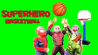 Spiderman PLAYS SUPERHERO BASKETBALL with Incredible Hulk Vision and Ant Girl