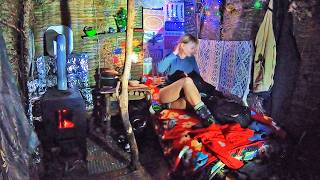 Download Lagu Woman Alone in a Small Cabin in Winter | Forest Covered in Snow MP3