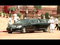 President Mukherjee leaves Forecourt for Parliament House to address the Both House of Parliament