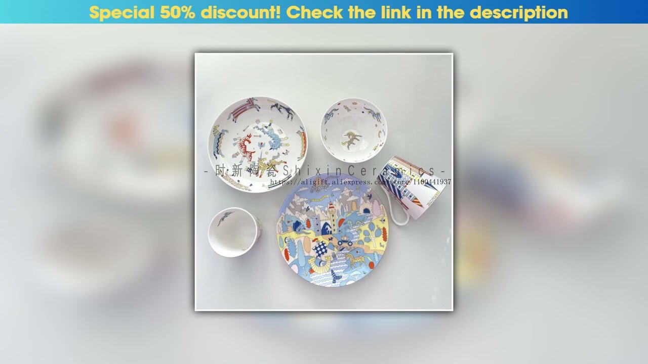 Deal Whimsical Bone China Tableware Set for Kids Ceramic Plates Bowls Spoons with Fun Designs Child