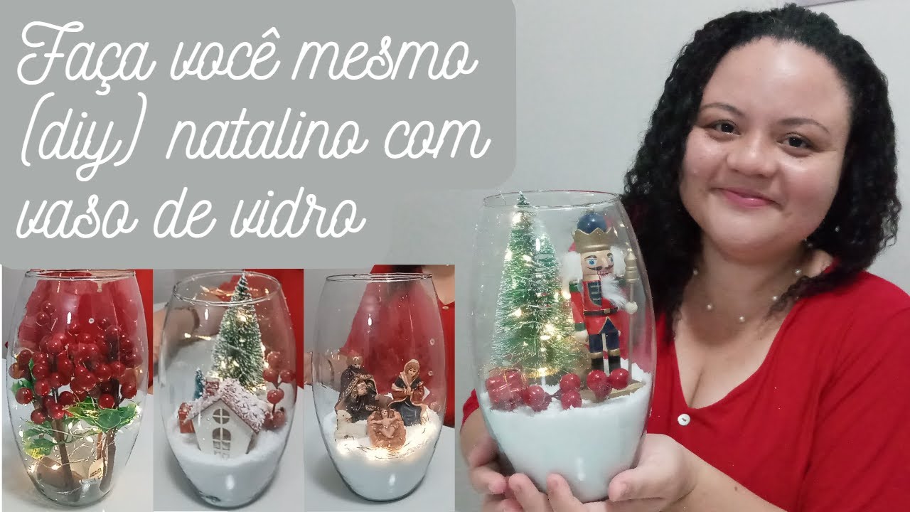 DIY - Faça você mesmo - 4 Decorações de natal em vaso de vidro - Lindas ...