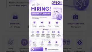 We are hiring for the positon of Electron.Js Developer