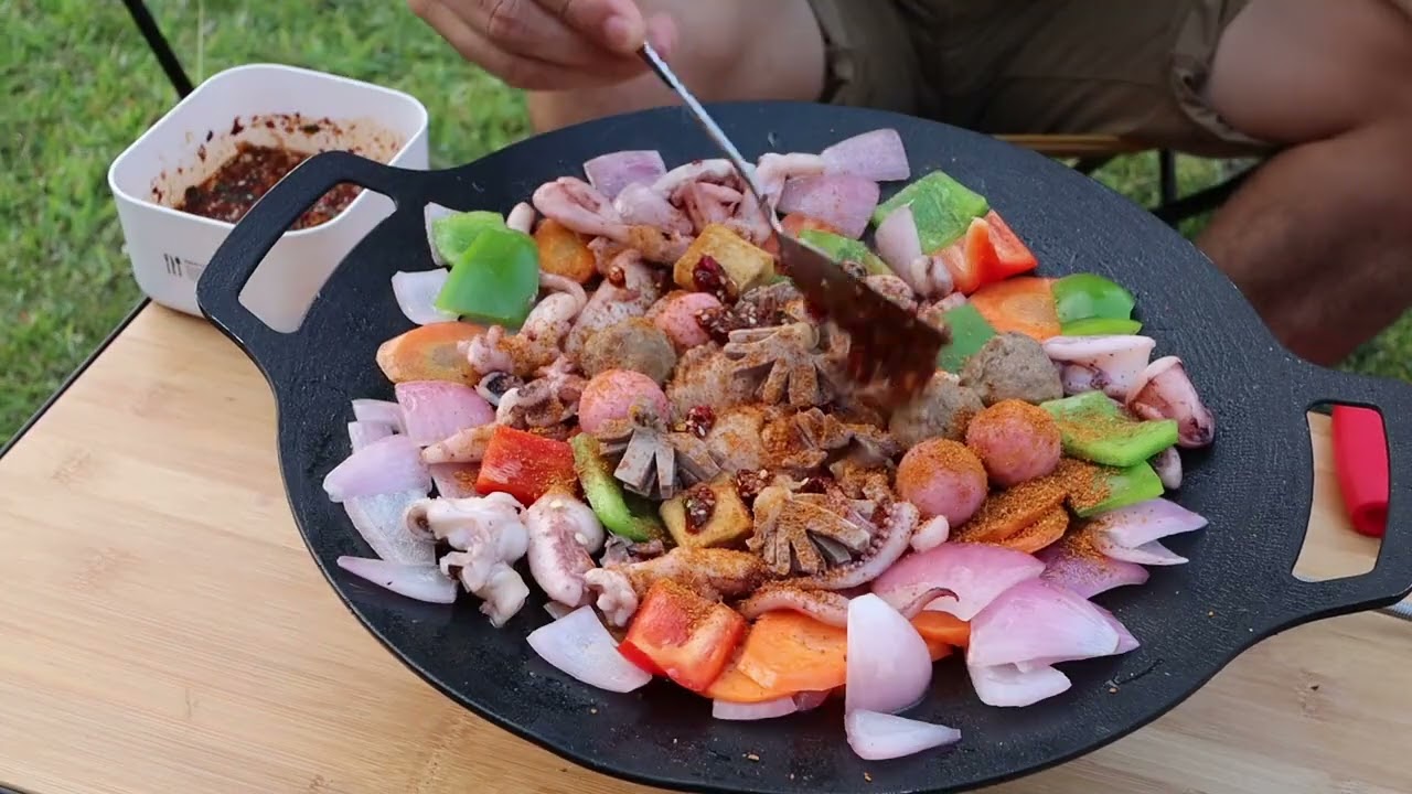 户外韩式烤盘 露营烤肉煎盘烧烤盘 可家用铁板烧卡式炉麦饭石烤盘