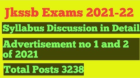 JKSSB Syllabus for advertisement no 01 and 02 of 2021 year.