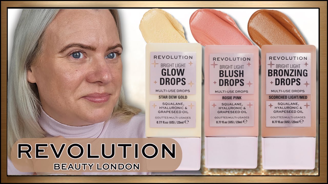 NEW! MAKEUP REVOLUTION BRONZING DROPS, GLOW DROPS & BLUSH DROPS Review 4K | Clare Walch