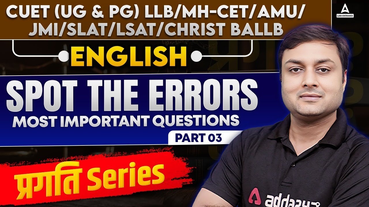 English Spot The Errors Most Important Questions For CUET UG & PG LLB ...