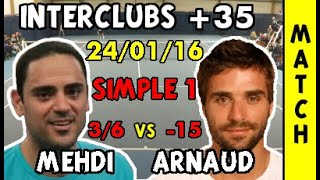 Mehdi Bdiri (3/6) vs Arnaud Clement (-15) - CdF Interclubs +35 - Full Match - 24/01/2016