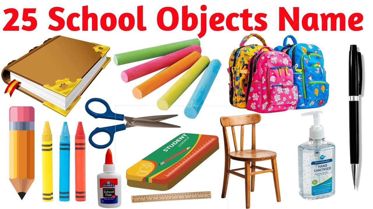 Student Object Names 25 स्कूल की वस्तुओं के नाम | 25 School Objects Names English in Hindi ...