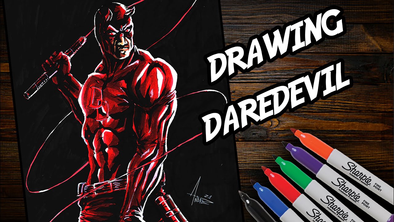 Drawing DAREDEVIL /Desenhando Demolidor speed painting marvel comic art timelapse tutorial