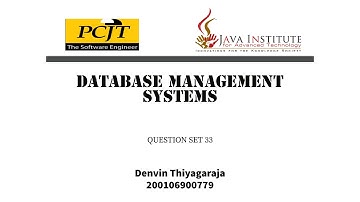DBMS Question Session Task 33 | 1st Year | Semester 01 | Java Institute