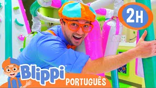 Blippi Visita um Playground Cobertos! 🤗 2 HORAS DO BLIPPI BRASIL 🟠 Vídeos Educativos para Crianças