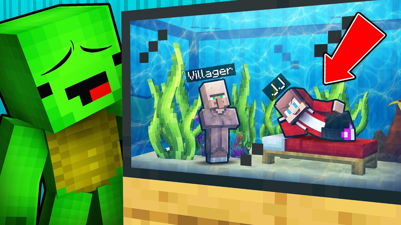 Mikey and JJ Survive inside a House inside an Aquarium - Maizen Minecraft
