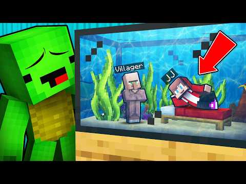 Mikey and JJ Survive inside a House inside an Aquarium - Maizen Minecraft